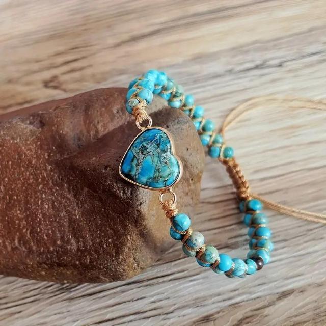 お試し価格990円★ボホシック調 調節可能 ハートチャクラブレスレット カラフル天然石 ヨガ 瞑想 レディース 色とりどり < 女性アクセサリー/時計  お試し価格990円★ボホシック調 調節可能 ハートチャクラブレスレット カラフル天然石 ヨガ 瞑想 レディース 色とりどり < 女性アクセサリー/時計の