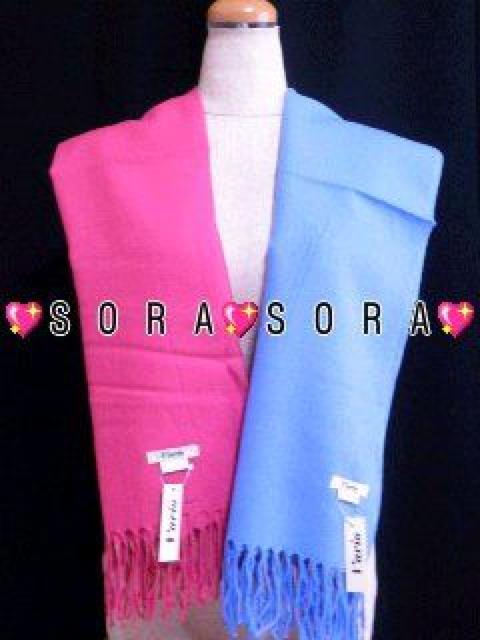 人気色 2枚セット♪大判ストール フリンジ付 ローズピンク&アクアブルー < 女性ファッション 人気色 2枚セット♪大判ストール フリンジ付 ローズピンク&アクアブルー < 女性ファッションの