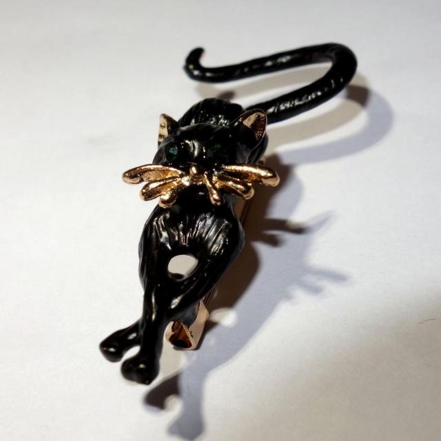 黒猫 クロネコ 猫 ネコ ねこ 伸び ラインストーン ブローチ ピンブローチ バッジ ピンバッジ コサージュ ラペルピン < 女性アクセサリー/時計  黒猫 クロネコ 猫 ネコ ねこ 伸び ラインストーン ブローチ ピンブローチ バッジ ピンバッジ コサージュ ラペルピン < 女性アクセサリー/時計の