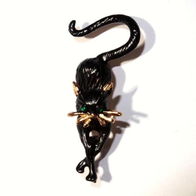 黒猫 クロネコ 猫 ネコ ねこ 伸び ラインストーン ブローチ ピンブローチ バッジ ピンバッジ コサージュ ラペルピン < 女性アクセサリー/時計  黒猫 クロネコ 猫 ネコ ねこ 伸び ラインストーン ブローチ ピンブローチ バッジ ピンバッジ コサージュ ラペルピン < 女性アクセサリー/時計の
