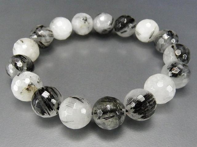 レア品大玉ブラックルチルクォーツ約12mm玉128面カットブレスレット < 男性アクセサリー/時計  レア品大玉ブラックルチルクォーツ約12mm玉128面カットブレスレット < 男性アクセサリー/時計の