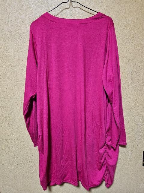 送料無料/大きいサイズ/5L/ピンクVネック/ファスナーデザイン/長袖チュニック/新品タグ付き < 女性ファッション 送料無料/大きいサイズ/5L/ピンクVネック/ファスナーデザイン/長袖チュニック/新品タグ付き < 女性ファッションの