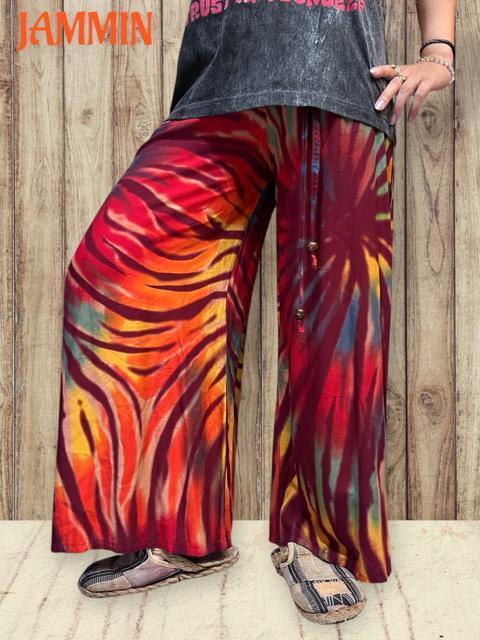 サイケデリックタイダイ柄ワイドパンツ サイケ サイケデリック ヒッピー エスニック < 女性ファッション サイケデリックタイダイ柄ワイドパンツ サイケ サイケデリック ヒッピー エスニック < 女性ファッションの