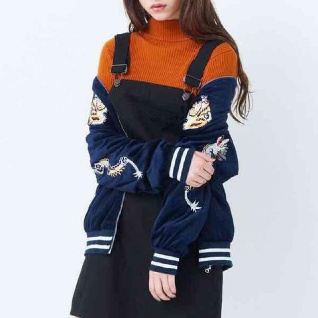 WEGO・トラ刺繍リバーシブルベロアスカジャン。ネイビー < ブランド WEGO・トラ刺繍リバーシブルベロアスカジャン。ネイビー < ブランドの