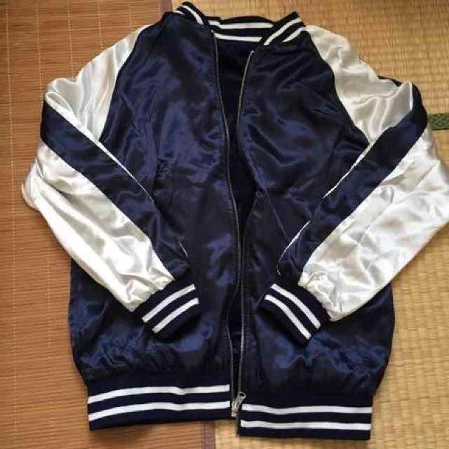 WEGO・トラ刺繍リバーシブルベロアスカジャン。ネイビー < ブランド WEGO・トラ刺繍リバーシブルベロアスカジャン。ネイビー < ブランドの