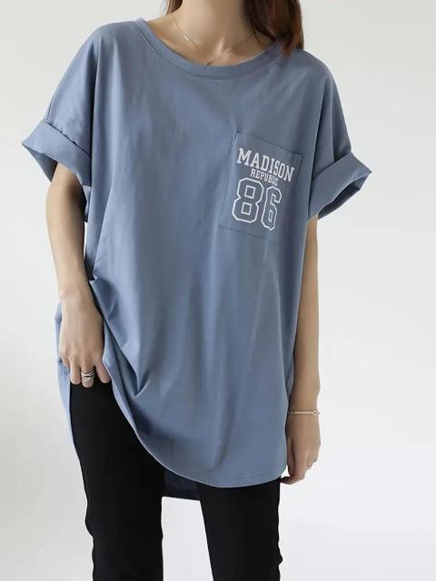 爆ヤス価格790円★Tシャツ 半袖 ゆったり 夏 カットソー ロンT トップス 体型カバー 日本サイズF ピーコックブルー < 女性ファッション 爆ヤス価格790円★Tシャツ 半袖 ゆったり 夏 カットソー ロンT トップス 体型カバー 日本サイズF ピーコックブルー < 女性ファッションの