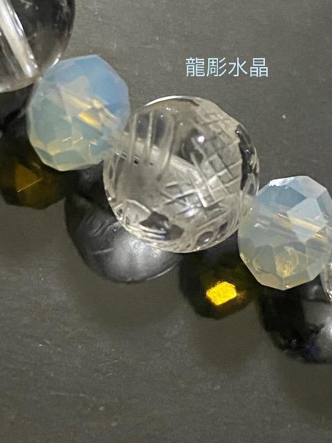 龍彫り水晶とジュエルカットビーズのブレスレット < 男性アクセサリー/時計  龍彫り水晶とジュエルカットビーズのブレスレット < 男性アクセサリー/時計の