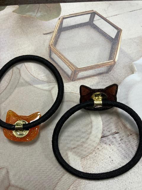 ハンドメイド レジン ねこ ヘアゴム2点セット < 女性ファッション  ハンドメイド レジン ねこ ヘアゴム2点セット < 女性ファッションの