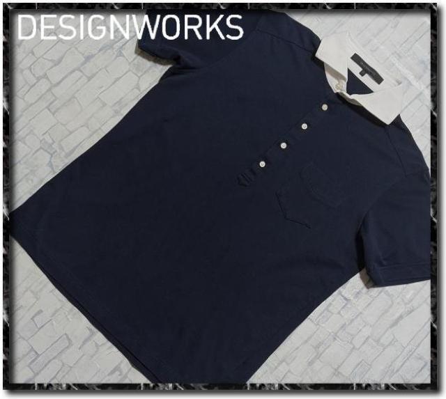 デザインワークス 半袖ポロシャツ 濃紺 < 男性ファッション  デザインワークス 半袖ポロシャツ 濃紺  < 男性ファッションの
