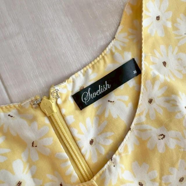 ◆Swelish/スウィリッシュ◆お腹開きミニワンピース★イエロー×花柄M*リボン♪ギャルコーデ美品 < 女性ファッション ◆Swelish/スウィリッシュ◆お腹開きミニワンピース★イエロー×花柄M*リボン♪ギャルコーデ美品 < 女性ファッションの