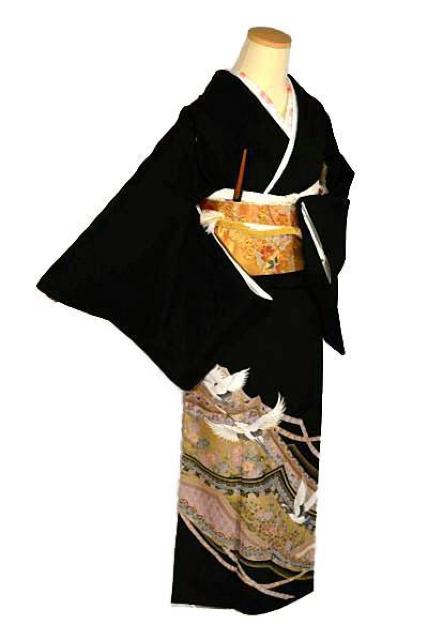 黒留袖 袋帯5点セット 最高級 新品同様 金駒刺繍 鶴 比翼付 身丈158.5cm 裄丈63cm 長さ422cmT3000 < 女性ファッション  黒留袖 袋帯5点セット 最高級 新品同様 金駒刺繍 鶴 比翼付 身丈158.5cm 裄丈63cm 長さ422cmT3000  < 女性ファッションの