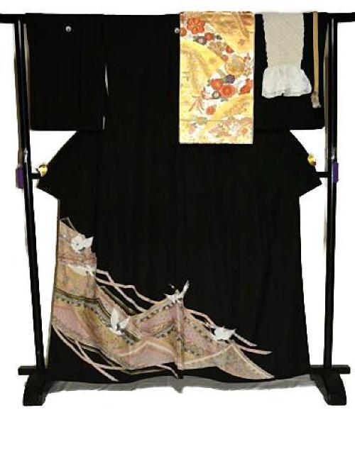 黒留袖 袋帯5点セット 最高級 新品同様 金駒刺繍 鶴 比翼付 身丈158.5cm 裄丈63cm 長さ422cmT3000 < 女性ファッション  黒留袖 袋帯5点セット 最高級 新品同様 金駒刺繍 鶴 比翼付 身丈158.5cm 裄丈63cm 長さ422cmT3000 < 女性ファッションの