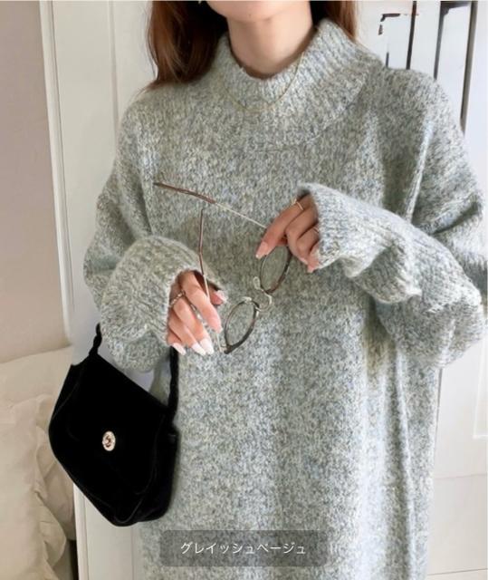 ミックス糸でふんわりキュート。ミドル丈ニットワンピース < 女性ファッション  ミックス糸でふんわりキュート。ミドル丈ニットワンピース < 女性ファッションの