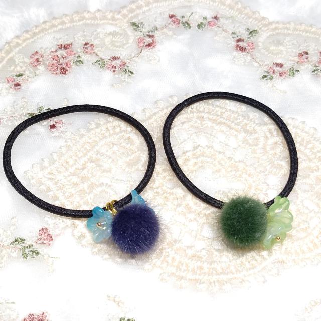 ハンドメイド☆ヘアゴム☆フェイクファーボール☆2個セット < 女性ファッション  ハンドメイド☆ヘアゴム☆フェイクファーボール☆2個セット  < 女性ファッションの