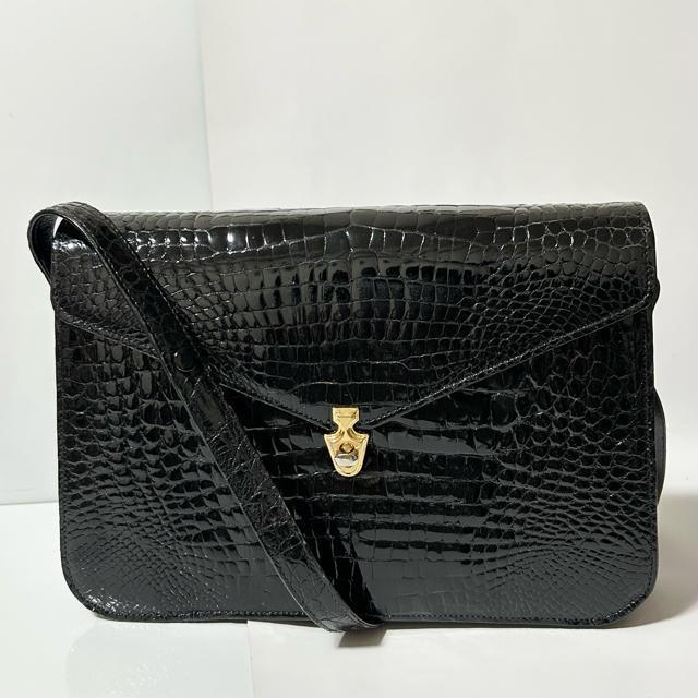 美品 最高品質 本革 クロコダイル ショルダーバッグ 肩掛け バッグ エキゾチックレザー < 女性ファッション  美品 最高品質 本革 クロコダイル ショルダーバッグ 肩掛け バッグ エキゾチックレザー  < 女性ファッションの