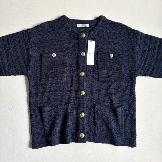 ◆新品◆1.2万◆ココディール◆ツイード風ニットカーディガン◆ネイビー◆M < ブランド ◆新品◆1.2万◆ココディール◆ツイード風ニットカーディガン◆ネイビー◆M < ブランドの