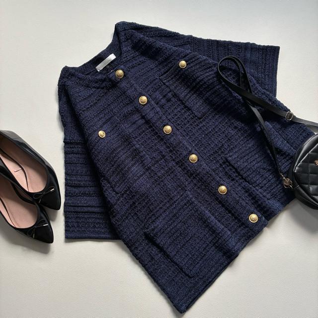 ◆新品◆1.2万◆ココディール◆ツイード風ニットカーディガン◆ネイビー◆M < ブランド ◆新品◆1.2万◆ココディール◆ツイード風ニットカーディガン◆ネイビー◆M < ブランドの