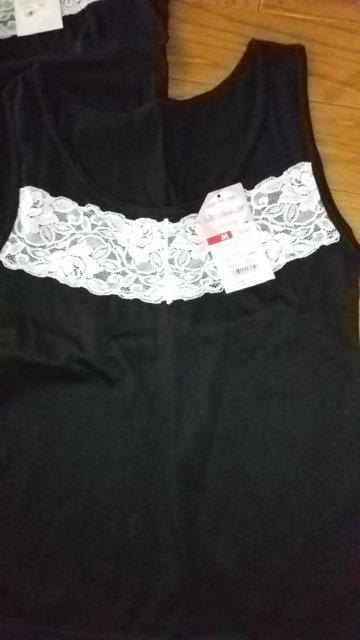 Mサイズ2枚組ソフトな肌触り!黒×胸元レース!エレガント!インナータンクトップ!新品! < 女性ファッション  Mサイズ2枚組ソフトな肌触り!黒×胸元レース!エレガント!インナータンクトップ!新品! < 女性ファッションの
