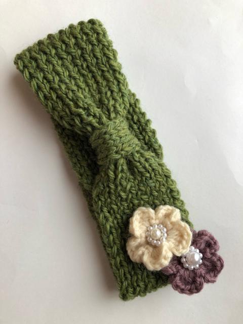 ハンドメイド ヘアバンド ウール100% SM2好き ガーリー グリーン < 女性ファッション  ハンドメイド ヘアバンド ウール100% SM2好き ガーリー グリーン < 女性ファッションの