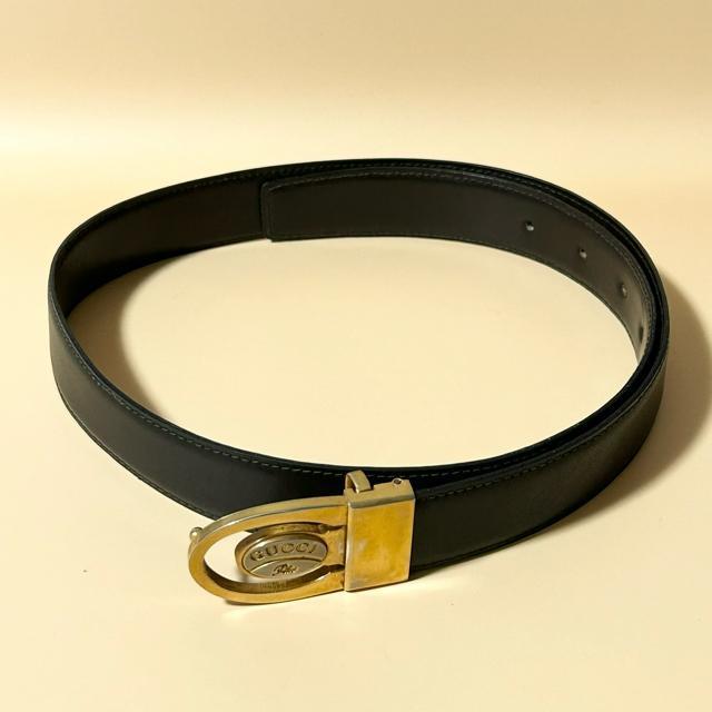 GUCCI グッチ レザー ベルト ヴィンテージ ゴールド バックル ブラック メンズ レディース < ブランド GUCCI グッチ レザー ベルト ヴィンテージ ゴールド バックル ブラック メンズ レディース < ブランドの