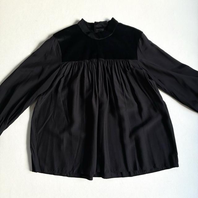 ◆美品◆トゥモローランド◆ベルベットコンビ長袖ブラウス◆黒ブラック◆S◆シルク混 < 女性ファッション ◆美品◆トゥモローランド◆ベルベットコンビ長袖ブラウス◆黒ブラック◆S◆シルク混 < 女性ファッションの