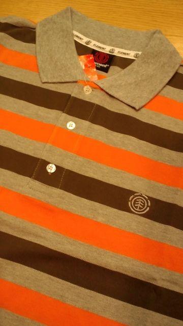 elementカノコボーダーポロシャツ グレーオレンジ ロゴ刺繍 サイズXXL B < 男性ファッション  elementカノコボーダーポロシャツ グレーオレンジ ロゴ刺繍 サイズXXL B < 男性ファッションの