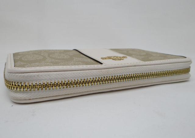 コーチ シグネチャー ストライプ PVC ラウンドファスナー長財布 カーキ×ホワイト 送料無料 < ブランド コーチ シグネチャー ストライプ PVC ラウンドファスナー長財布 カーキ×ホワイト 送料無料 < ブランドの