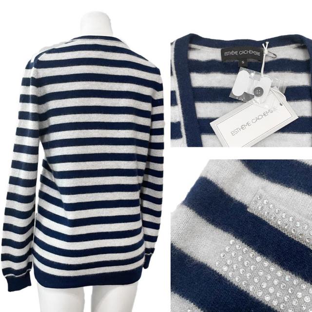 新品ESTHEMECACHEMIREパリ発カシミア100ボーダーカーデ < 女性ファッション 新品ESTHEMECACHEMIREパリ発カシミア100ボーダーカーデ < 女性ファッションの