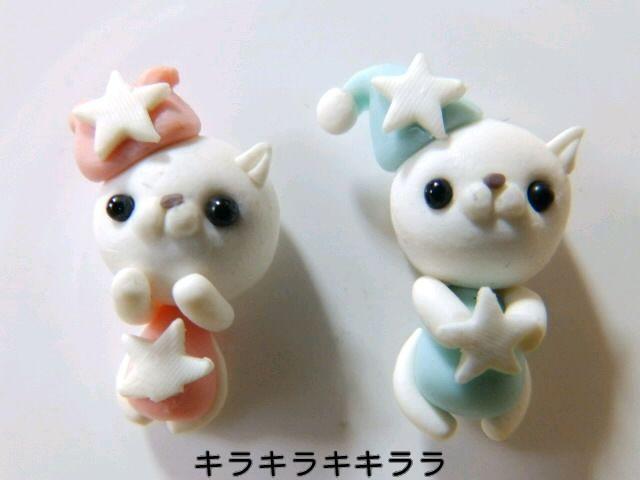 《New》<樹脂粘土>樹脂アニマル★スター.ネコ/猫*デコパーツ【2色=2個セット】 < 香水/コスメ/ネイル  《New》<樹脂粘土>樹脂アニマル★スター.ネコ/猫*デコパーツ【2色=2個セット】  < 香水/コスメ/ネイルの