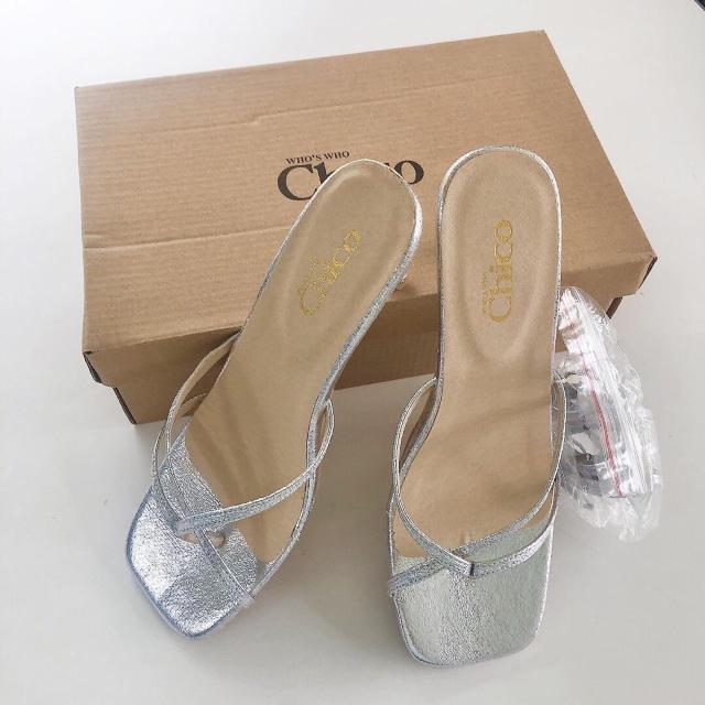 ◆Who's Who Chico/フーズフーチコ◆新品!!2WAYレースアップトングヒールサンダル★シルバーM < ブランド ◆Who's Who Chico/フーズフーチコ◆新品!!2WAYレースアップトングヒールサンダル★シルバーM < ブランドの