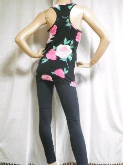 フルコーデ♪花柄タンクチュニック&美脚スキニーパンツ 2点セット ピンク < 女性ファッション  フルコーデ♪花柄タンクチュニック&美脚スキニーパンツ 2点セット ピンク < 女性ファッションの