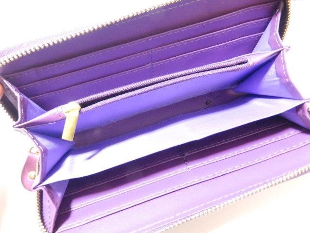 《New》ゴージャス・エナメル★薔薇/カメリア柄*オールラウンド長財布<パープル> < 女性ファッション  《New》ゴージャス・エナメル★薔薇/カメリア柄*オールラウンド長財布<パープル> < 女性ファッションの