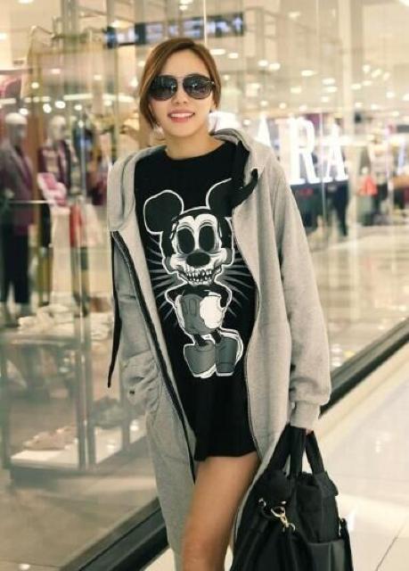 ★バックプリント裏起毛ロングパーカーGR < 女性ファッション  ★バックプリント裏起毛ロングパーカーGR < 女性ファッションの