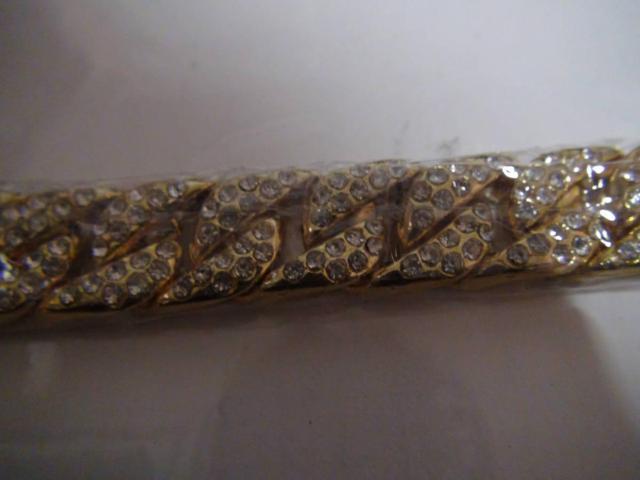 金メッキ ブレスレットステンレス 4面カット喜平 ラインストーン新品 1!。 < 男性アクセサリー/時計  金メッキ ブレスレットステンレス 4面カット喜平 ラインストーン新品 1!。 < 男性アクセサリー/時計の