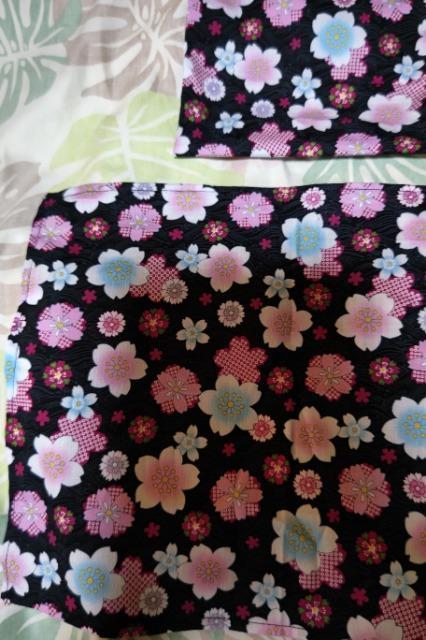 ★新柄黒×波に桜和柄給食巾着袋&ランチョンマット2点セット < キッズ/ベビー  ★新柄黒×波に桜和柄給食巾着袋&ランチョンマット2点セット < キッズ/ベビーの