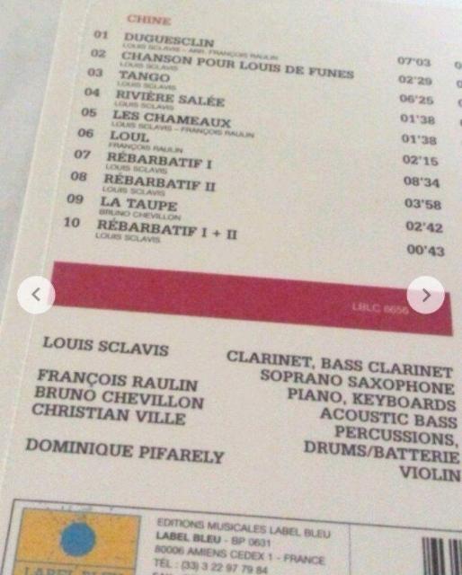 CD ルイ・スクラヴィス/LOUIS SCLAVIS/CHINE/CHAMBER MUSIC(ジャズ) < CD/DVD/ビデオ CD ルイ・スクラヴィス/LOUIS SCLAVIS/CHINE/CHAMBER MUSIC(ジャズ) < CD/DVD/ビデオの