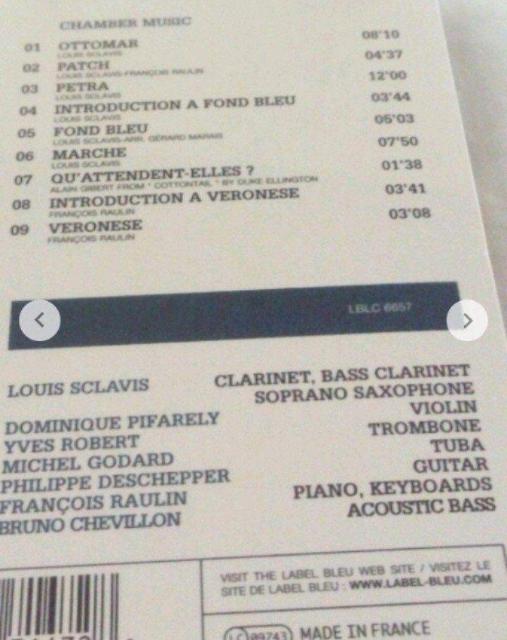 CD ルイ・スクラヴィス/LOUIS SCLAVIS/CHINE/CHAMBER MUSIC(ジャズ) < CD/DVD/ビデオ CD ルイ・スクラヴィス/LOUIS SCLAVIS/CHINE/CHAMBER MUSIC(ジャズ) < CD/DVD/ビデオの