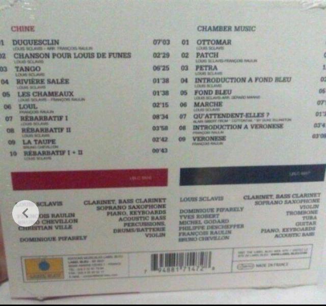 CD ルイ・スクラヴィス/LOUIS SCLAVIS/CHINE/CHAMBER MUSIC(ジャズ) < CD/DVD/ビデオ CD ルイ・スクラヴィス/LOUIS SCLAVIS/CHINE/CHAMBER MUSIC(ジャズ) < CD/DVD/ビデオの