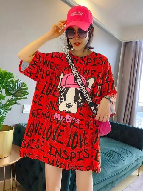 爆ヤス価格1590円★女性用半袖Tシャツ、幾何学プリント&モチベーショナルレタリング USAサイズM(日本サイズL相当)赤 < 女性ファッション 爆ヤス価格1590円★女性用半袖Tシャツ、幾何学プリント&モチベーショナルレタリング USAサイズM(日本サイズL相当)赤 < 女性ファッションの