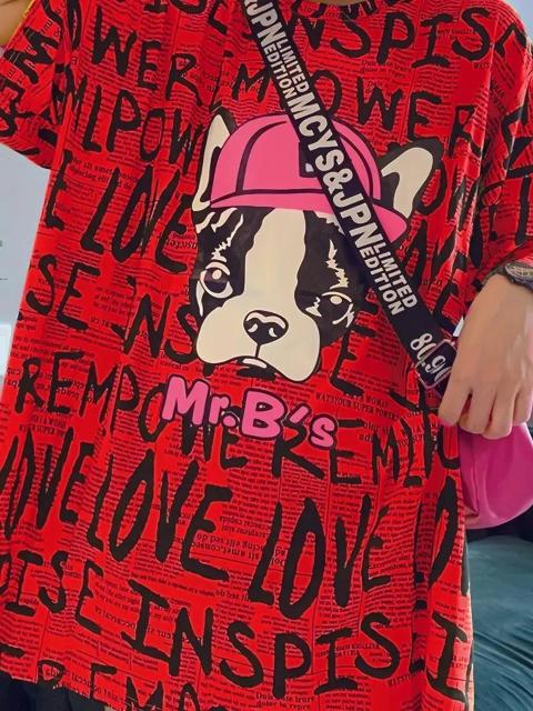 爆ヤス価格1590円★女性用半袖Tシャツ、幾何学プリント&モチベーショナルレタリング USAサイズM(日本サイズL相当)赤 < 女性ファッション 爆ヤス価格1590円★女性用半袖Tシャツ、幾何学プリント&モチベーショナルレタリング USAサイズM(日本サイズL相当)赤 < 女性ファッションの