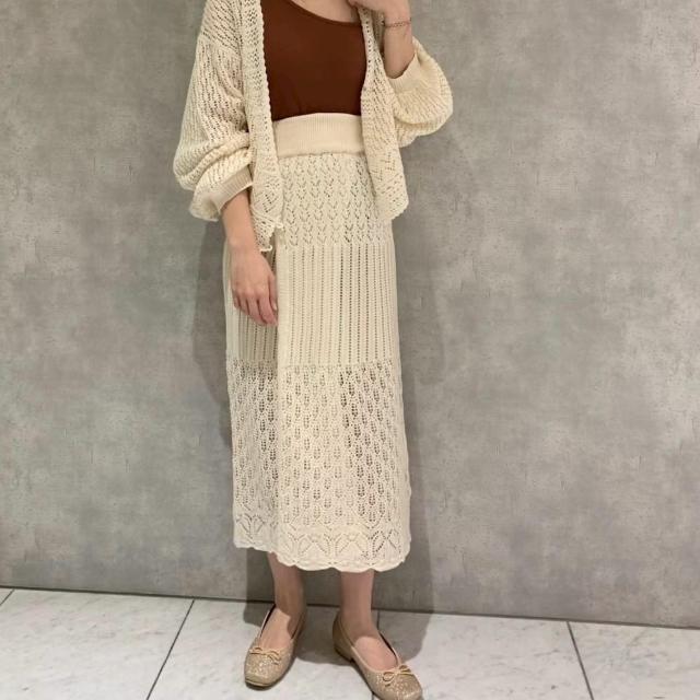 ◆Who's Who Chico/フーズフーチコ◆透かし柄ロングスカート★アイボリーF*秋コーデ♪美品 < ブランド  ◆Who's Who Chico/フーズフーチコ◆透かし柄ロングスカート★アイボリーF*秋コーデ♪美品 < ブランドの