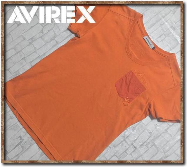 アヴィレックス 刺繍入り半袖Tシャツ レンガ☆やや難 < ブランド アヴィレックス 刺繍入り半袖Tシャツ レンガ☆やや難 < ブランドの