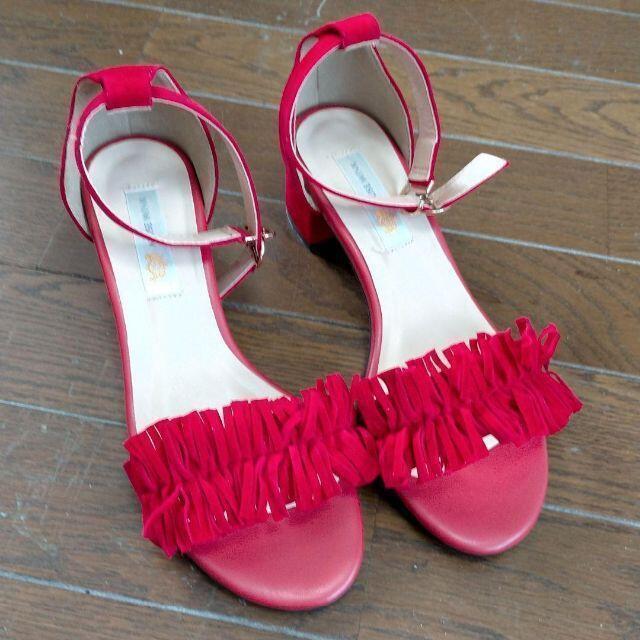MUSE WINK  ヒールサンダル レッド 新品  S  22センチ < 女性ファッション  MUSE WINK  ヒールサンダル レッド 新品  S  22センチ < 女性ファッションの