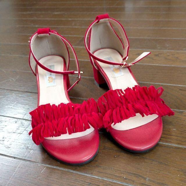 MUSE WINK  ヒールサンダル レッド 新品  S  22センチ < 女性ファッション  MUSE WINK  ヒールサンダル レッド 新品  S  22センチ < 女性ファッションの