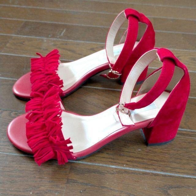 MUSE WINK  ヒールサンダル レッド 新品  S  22センチ < 女性ファッション  MUSE WINK  ヒールサンダル レッド 新品  S  22センチ < 女性ファッションの