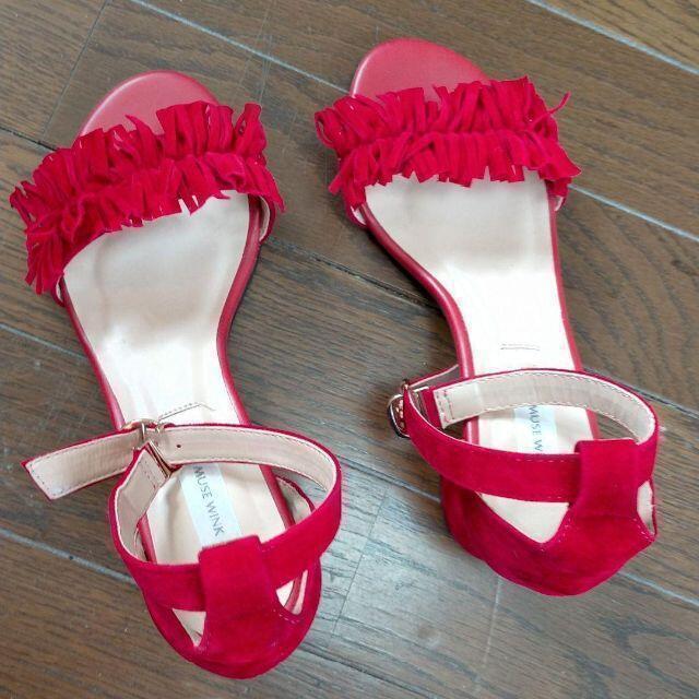 MUSE WINK  ヒールサンダル レッド 新品  S  22センチ < 女性ファッション  MUSE WINK  ヒールサンダル レッド 新品  S  22センチ < 女性ファッションの