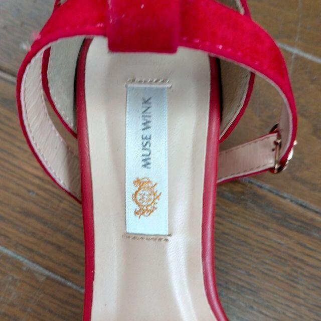 MUSE WINK  ヒールサンダル レッド 新品  S  22センチ < 女性ファッション  MUSE WINK  ヒールサンダル レッド 新品  S  22センチ < 女性ファッションの