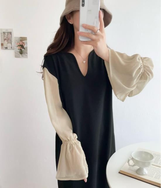 新品☆mily bilet(ミウィビレット)シアー袖ドッキングロングワンピース☆ < 女性ファッション 新品☆mily bilet(ミウィビレット)シアー袖ドッキングロングワンピース☆ < 女性ファッションの