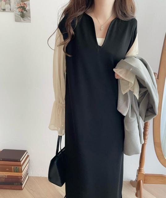 新品☆mily bilet(ミウィビレット)シアー袖ドッキングロングワンピース☆ < 女性ファッション 新品☆mily bilet(ミウィビレット)シアー袖ドッキングロングワンピース☆ < 女性ファッションの