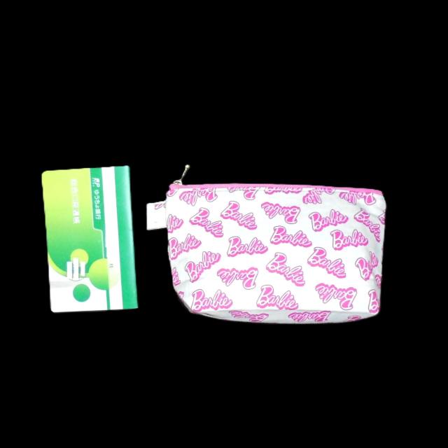 【21p】◆Barbie◆バービーピンクロゴ×白地◆ファスナーポーチ < 女性ファッション 【21p】◆Barbie◆バービーピンクロゴ×白地◆ファスナーポーチ < 女性ファッションの
